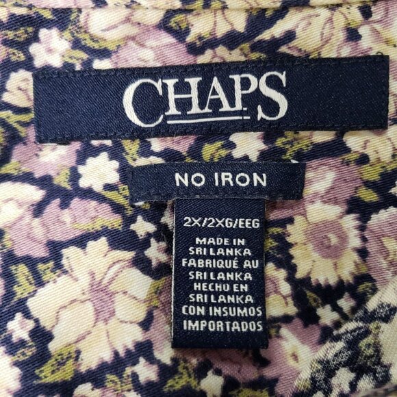 Chaps Womens Floral Long Sleeve No Iron Button Up Top Size 2X Office Preppy - Picture 3 of 9